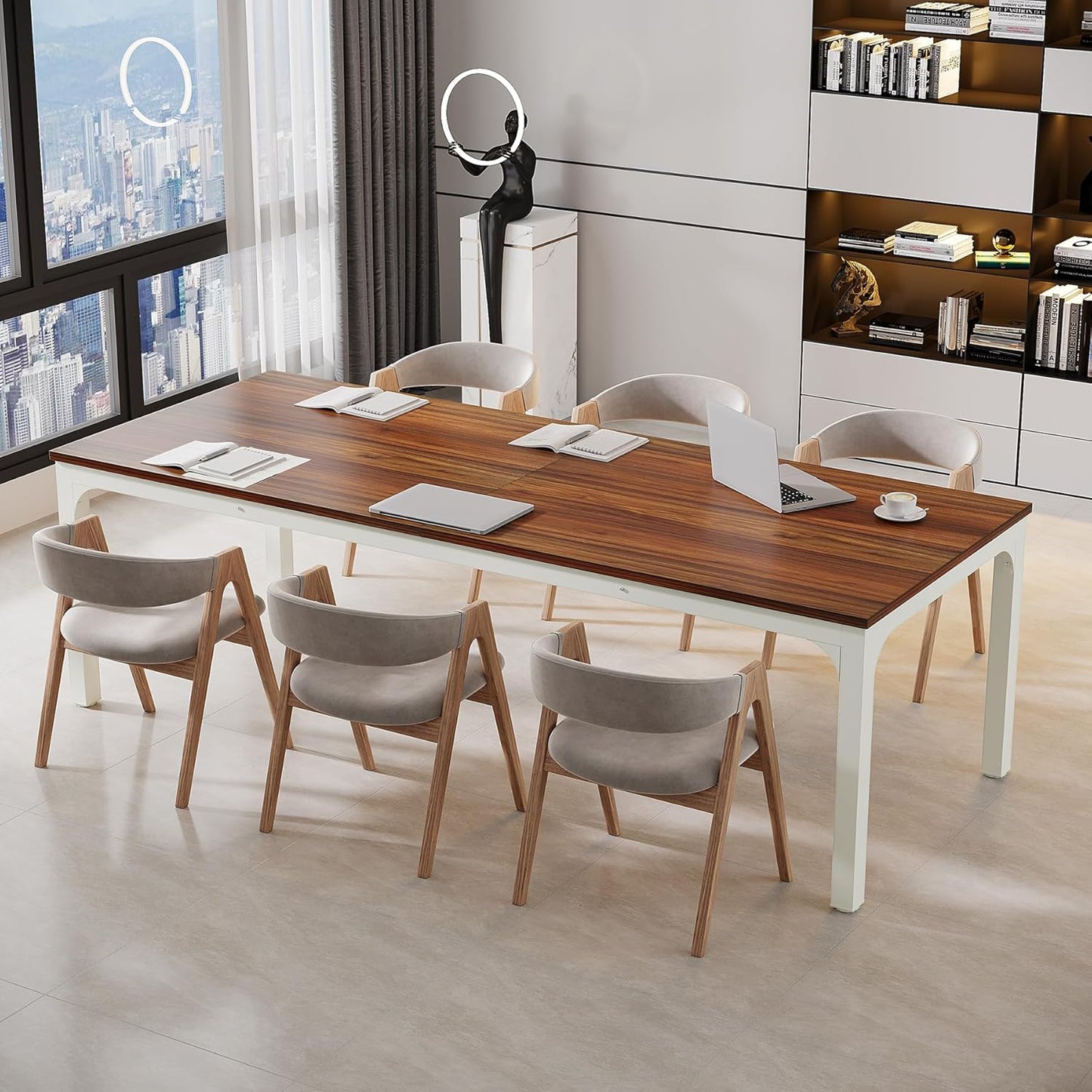 Tribesigns 6.5 FT Conference Table - Modern Large Office Meeting Table | 78.74" W x 27.56" D, Walnut