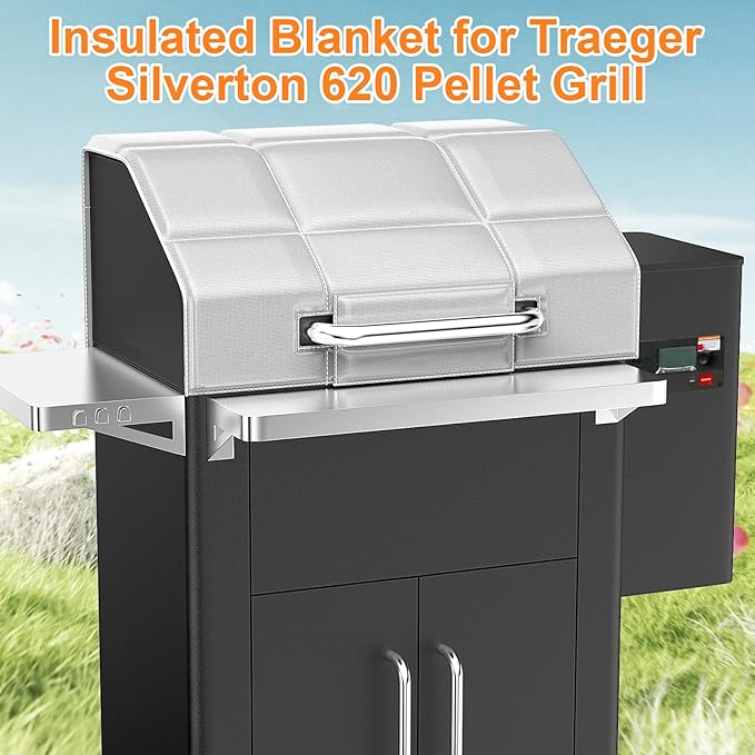 Grill Blanket for Traeger Silverton 620 Wood Pellet Grill, Thermal Insulation Blanket for Trager 620 Smoker, for Traeger TFS62GVF Smoker Insulated Blanket for Winter Cooking