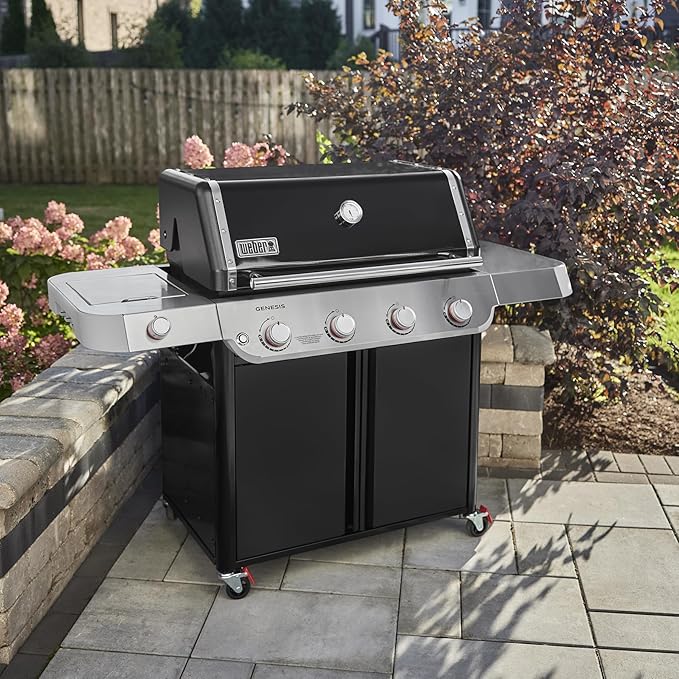 Weber Genesis E-415 Natural Gas Grill for Outdoor Grilling, 4 Burners, Black