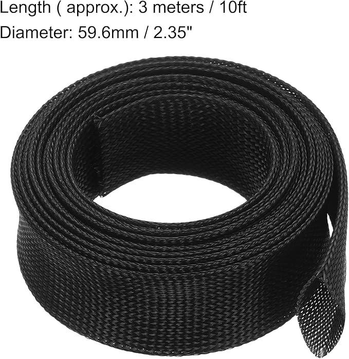 uxcell Expandable Sleeving,2 3/8-inch 10ft Cable Sleeve, Black