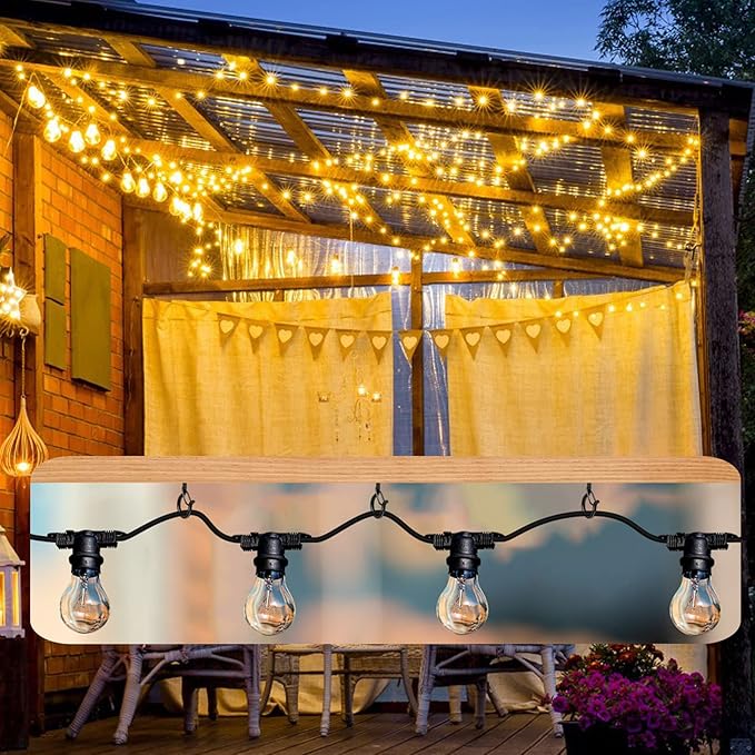 Q Hangers 100 Pack Screw-in Hooks for Outdoor String Lights, Swivel Hanging Basket Patio Hooks with Safe Buckle Screw in Eye Planter Hooks for Wall Ceiling