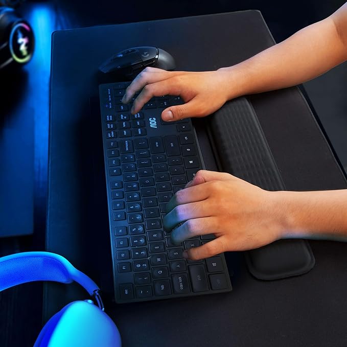 MEKASS Keyboard Wrist Rest, Soft Memory Foam Wrist Support for Keyboard, Keyboard Hand Rest Pad for Wrist Pain Relief, Keyboard Wrist Guard for Long Hours of Work, Gaming, Studying（Gray）