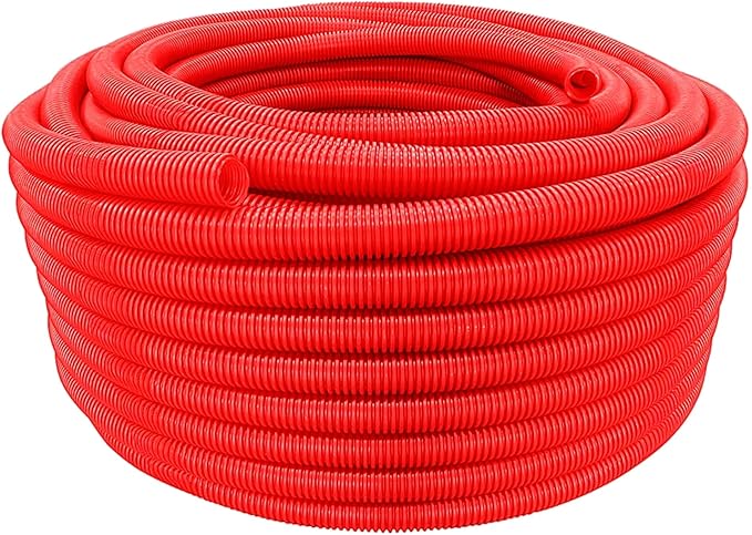 Flexible Polyethylene HDPE Non-Split Corrugated Wire Loom Tubing (Red, 2" Dia. x 100 ft)