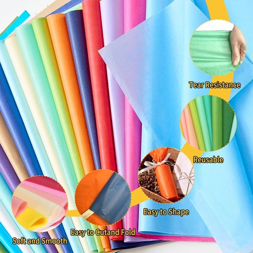 PSISO 360 Sheets Tissue Paper - 40 Vibrant Colors | 14x10 Inch Bulk Gift Wrap for Crafts & DIY Projects