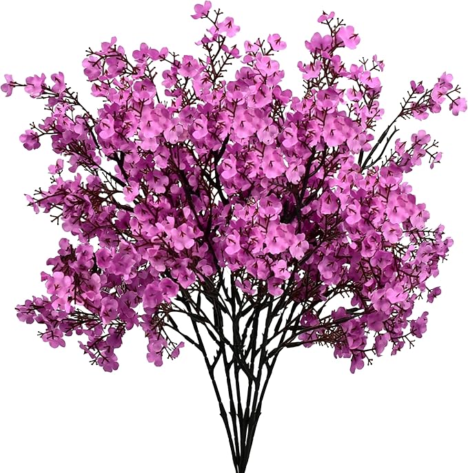 Mandy's Lavender Artificial Baby’s Breath European Flowers 6 Bundles Silk Gypsophila with Bendable Stems for Fall Thanksgiving & Christmas Centerpiece Wedding Decor and Table Arrangements