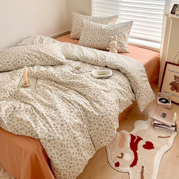 LifeTB Pink Floral Comforter Set Queen Vintage Flower Botanical Comforter Queen Fluffy Soft Cozy Aesthetic Floral Bedding Set Lightweight French Style Cute Flower Comforter Set for All Seasons