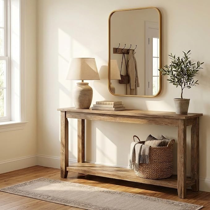 2-Pack 22x30 Inch Antique Gold Bathroom Vanity Mirrors | Flush Mount Deep Set Metal Wall Mirror for Over Sink | HD Shatterproof Glass, Rustproof