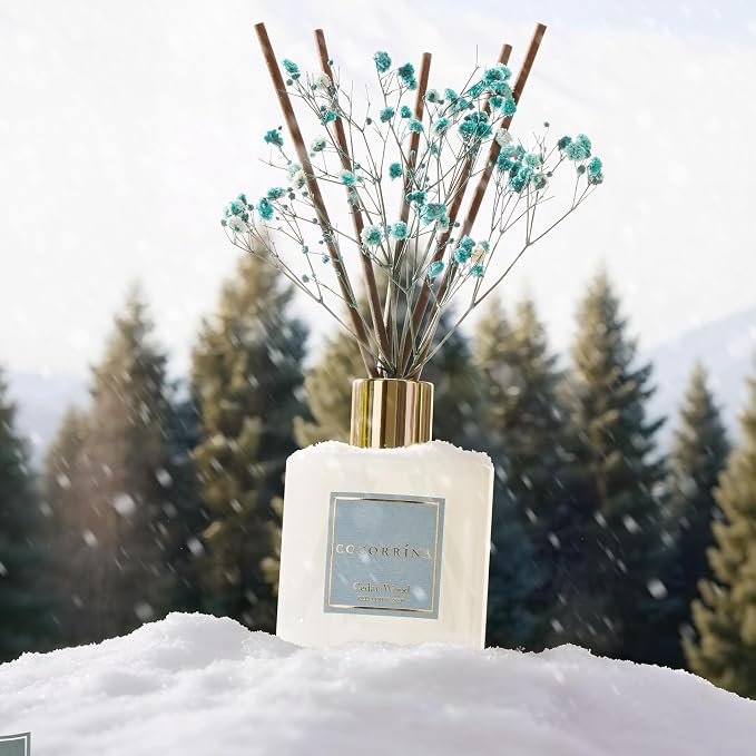 COCORRÍNA Reed Diffuser - Cedar Wood 6.7 fl oz Reed Diffuser with Sticks, Home Bedrrom Bathroom Shelf Decor