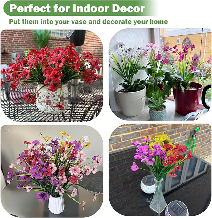 Nepfaivy Artificial Flowers for Outdoors Realistic - 27 Bundles Uv-Resistant Fake Flowers for Outdoor Planters, Fade-Proof Silk Faux Flowers Plants for Outside Garden Porch Window Box Decoration