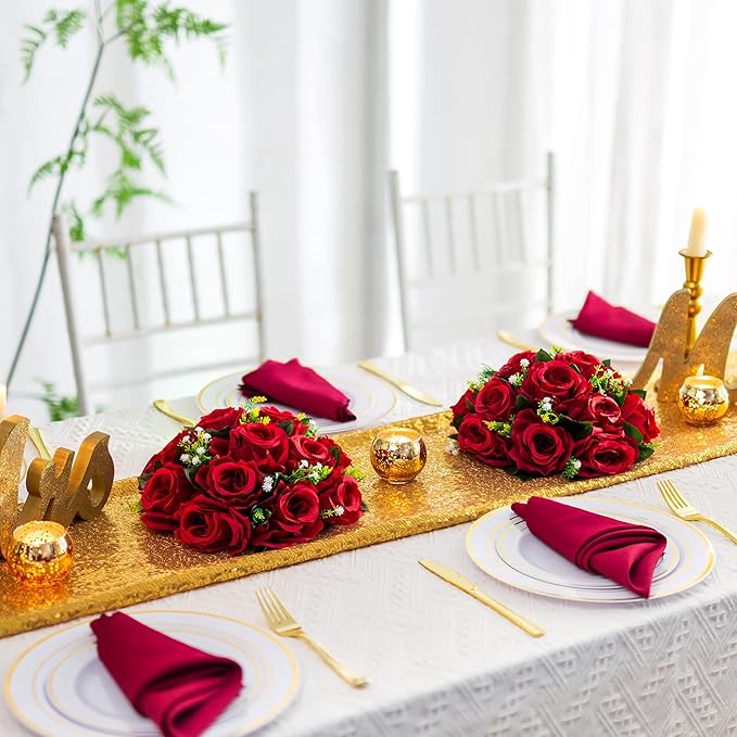 Flower Centerpieces for Wedding Tables: Wedding Table Decorations Crimson Flower Balls Centerpieces for Engagement Cerebration Party Center Pieces 2 Packs