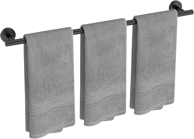 USHOWER Matte Black Bath Towel Bar, 30-Inch Towel Racks for Bathroom Wall-Mounted, SUS304 Stainless Steel Towel Rod (Total Length 32-Inch)