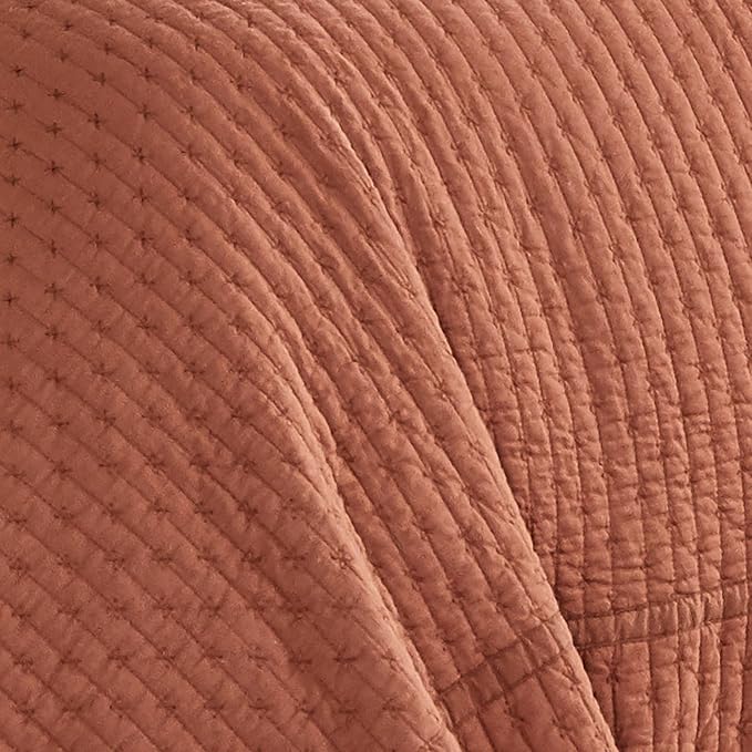 Levtex Home Cross Stitch Reversible King Bedspread Set (120x104in) with 2 Pillow Shams (36x20in) - Stitch Texture - Adobe - Cotton King Size Bedspread Set - Soft, Pre-Washed