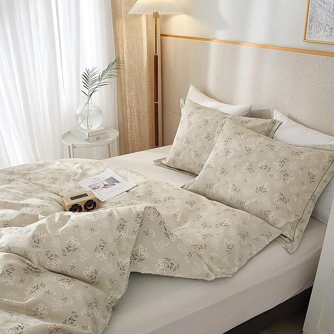 Vintage Floral Comforter Set Twin XL Garden Style Flower Leaves Boho Floral Bedding Comforter Fluffy Soft Cottagecore Bedding Set Lightweight Botanical Comforter Set with 2 Pillowcases for All Season