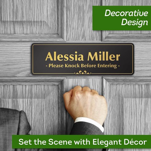 Prestige Custom Office Door Signs | Personalized Name Plates - 2.5x8 Inch, 18 Color Options