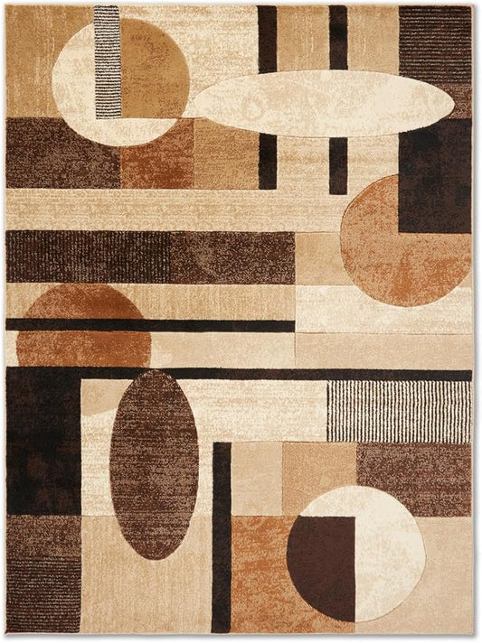 Home Dynamix Jasmine Modern Area Rug, Abstract Brown/Beige 9'2"x12'5"
