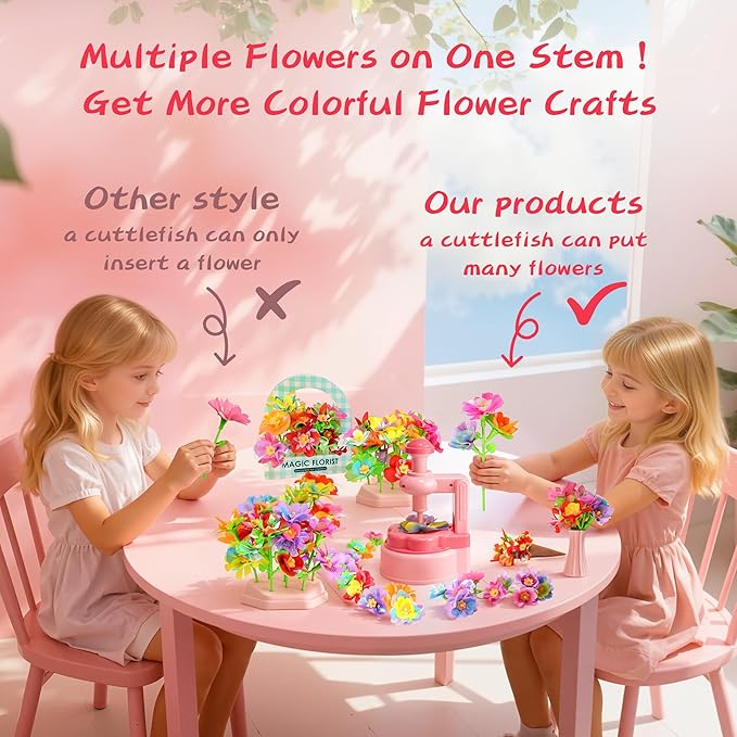Unitour DIY Flower Bouquet Craft Kits，Arts and Crafts Flowers Market Toy for Kids，Birthday Gift for 4 5 6 7 8 9 10 Year Old Girl Boy (Flower Craft Kits)