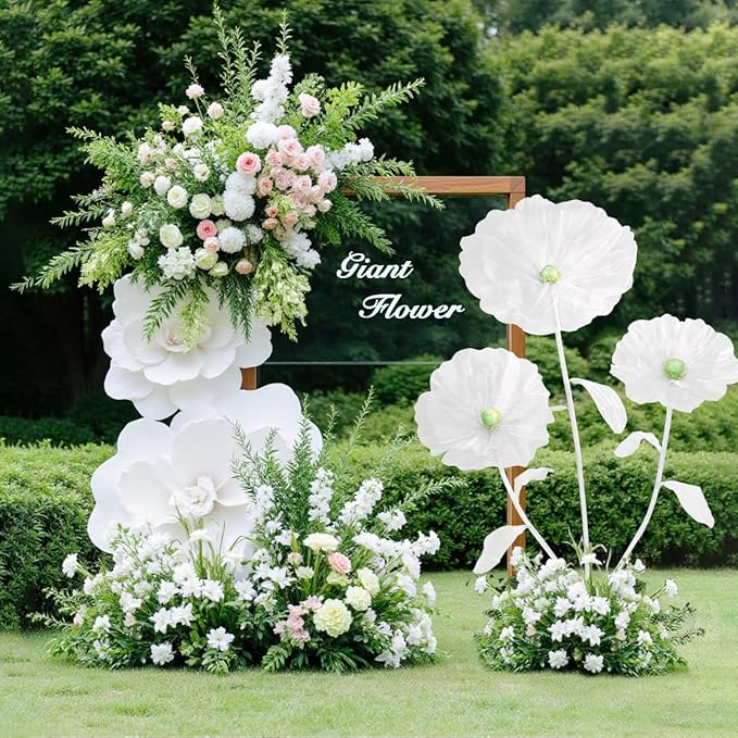 White Giant Flowers - 5.58ft Huge Floral Decorations Silk Durable Large Flowers for Christmas Wedding Classroom Decoration Birthday Party Baby Shower Beautify Room-White