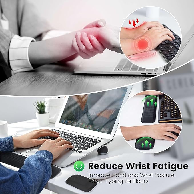 MEKASS Ergonomic Mouse Wrist Rest, Premium Memory Foam Mouse Wrist Pad Support Relieve Wrist Pain for Long Hours of Work, Gaming (Classic Black