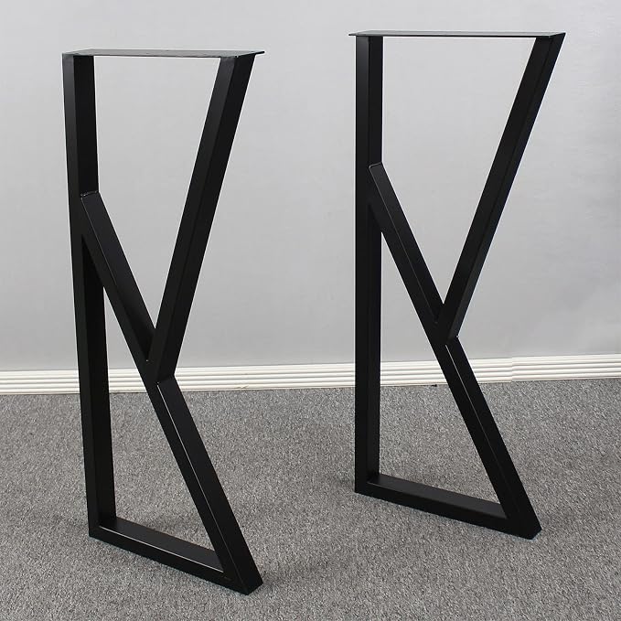MBQQ Furniture Legs 35" Height 15" Wide Rustic Decory K-Shape Table Legs,Heavy Duty Metal Desk Legs,Dining Table Legs,Industrial Modern, DIY Iron Bench Legs