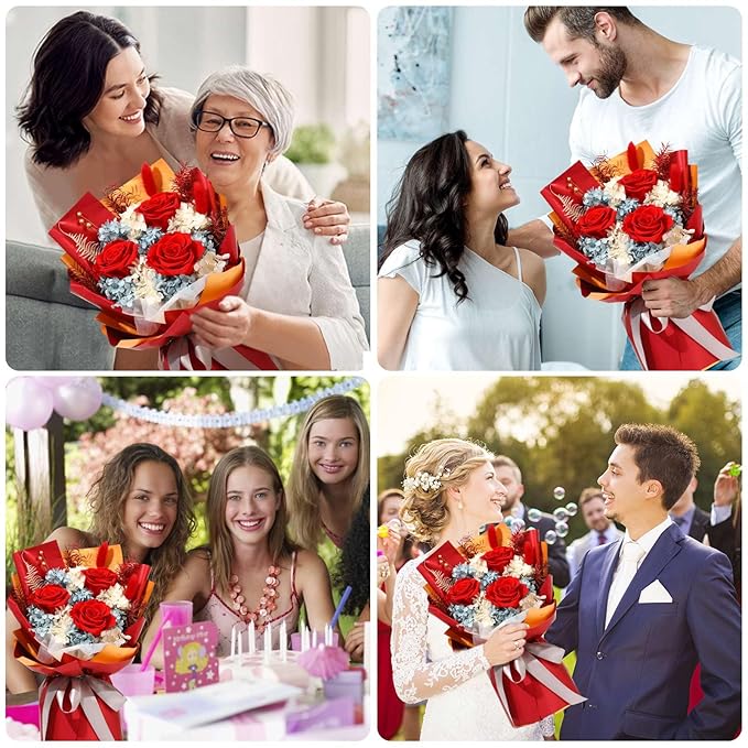 Jtoder Forever Flowers for Delivery, Preserved Flower Bouquets, Long Lasting Red Roses, Gifts Bouquet for Mother Wife Girlfriend on Festivals Birthday Anniversary