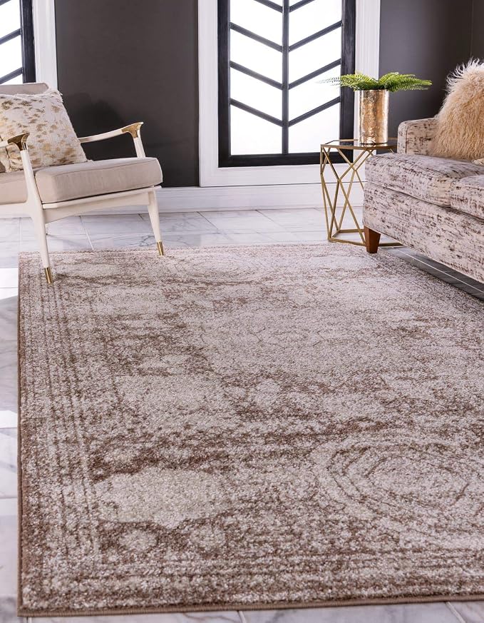 Unique Loom Bromley Collection Area Rug - Wells (3' 3" x 5' 3" Rectangle, Light Brown/ Ivory)