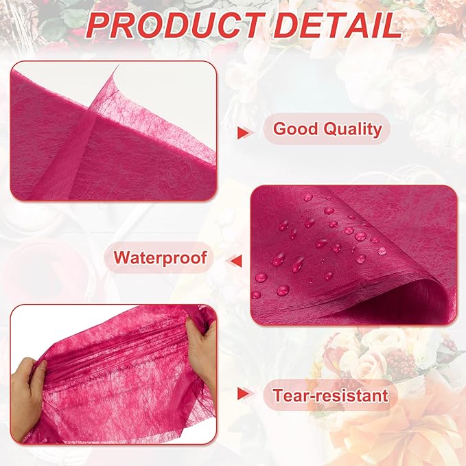 PATIKIL Flower Wrapping Paper 29.5 Ft x 22.8 Inch, Cotton Wrapping Flower Paper Tissue Paper for Flower Bouquet Gift Wrapping Valentine's Day Graduation Gift Floral Wrap, Pink