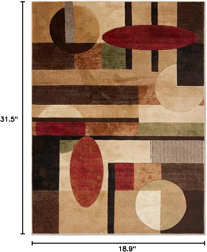 Home Dynamix Tribeca Jasmine Modern Area Rug, Abstract Brown/Green 18.9"x31.5"