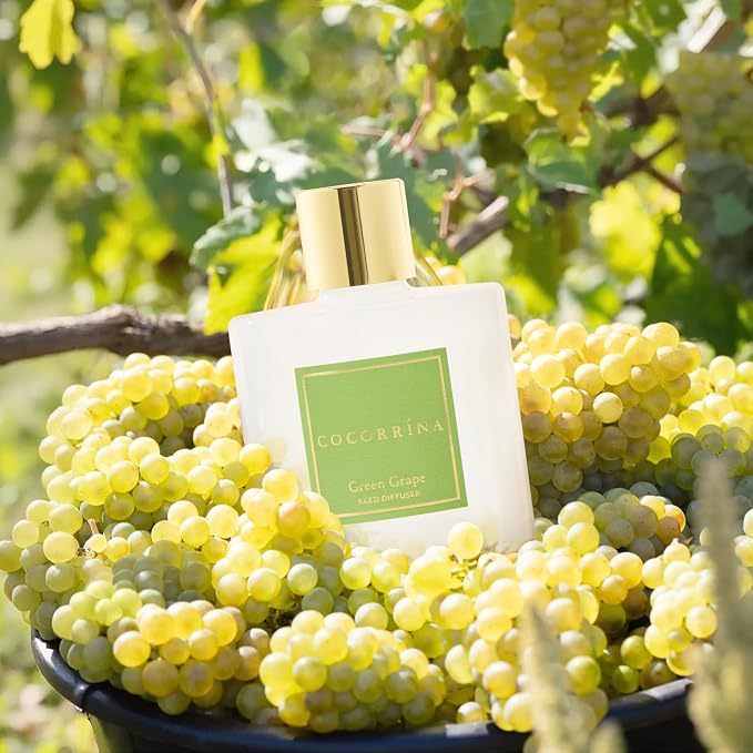 COCORRÍNA Reed Diffuser - Green Grape 6.7 fl oz Reed Diffuser with Sticks, Home Bedrrom Bathroom Shelf Decor