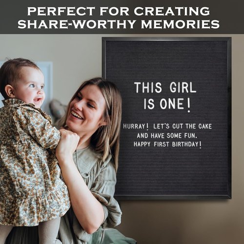 Black Felt Letter Board - 24x30 Inch Black Frame with Gold Letters | Perfect for Back to School & Menu Display