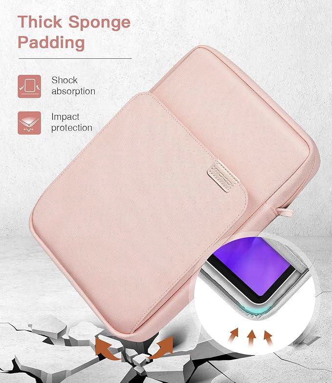 MoKo 9-11 Inch Tablet Sleeve Bag Handle Carrying Case with Shoulder Strap Fits New 11-inch iPad Pro M4/iPad Air M2, iPad 10th 10.9, iPad 9/8/7th 10.2, iPad Air 5/4th 10.9, Tab S8/S9 11, Pink