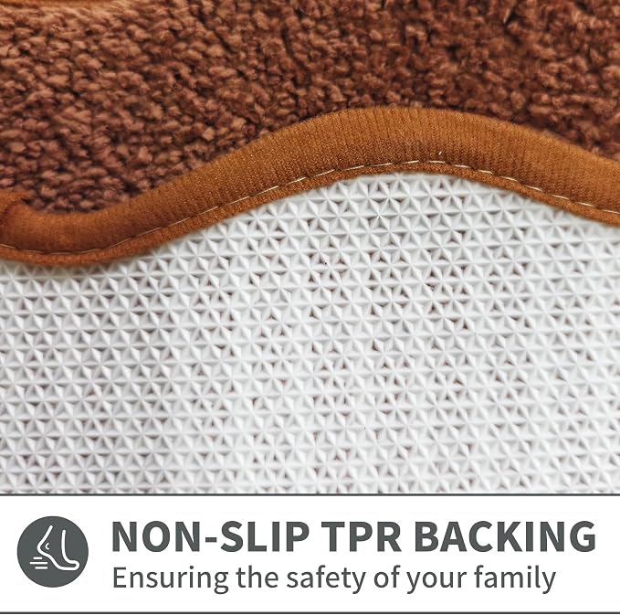 Cute Scalloped Brown Bathroom Rugs Mat,Non Slip Absorbent Quick Dry Bath Mats for Shower Room,Microfiber Bath Mats for Bathroom Floor Washable Carpet for Shower Tub Sink Bedroom,20"x32"