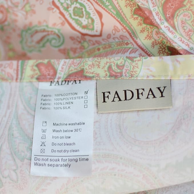 FADFAY 4 Piece Pink Paisley Bed Sheet Set Luxury Bedding Sets Designer Bedding Collections 800 Thread Count 100% Egyptian Cotton Deep Pocket King
