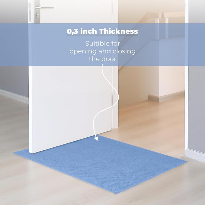 Cotton Paradise 100% Cotton Turkish Bathmat Rug, Soft Absorbent Quick Dry Non Slip, 17x24 Bathmat Rug, Sky Blue