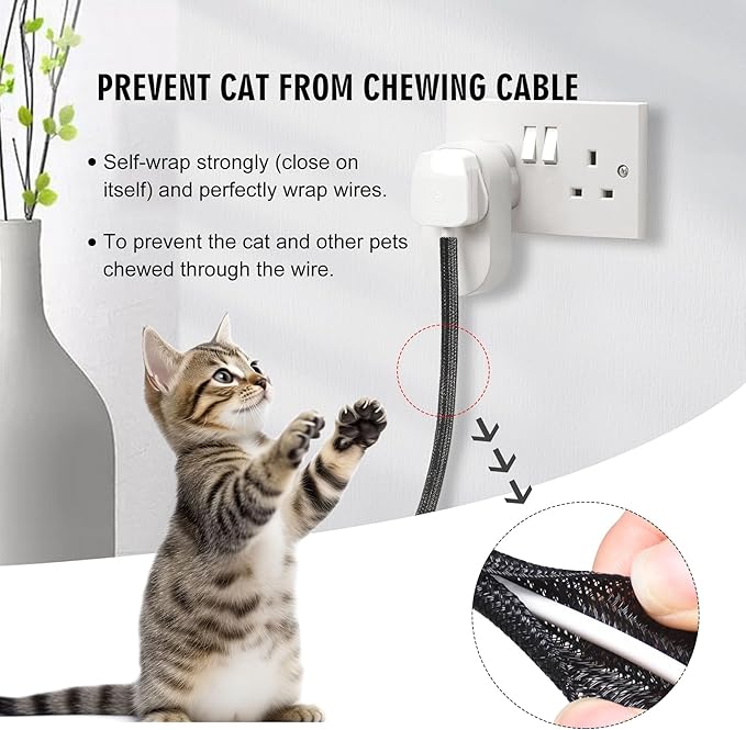 25ft - 1 inch Cable Protector Sleeve Split Wire Loom Tubing for Power, Audio, USB, Cord Management for TV, Computer, Protection from Pets Chewing, Black