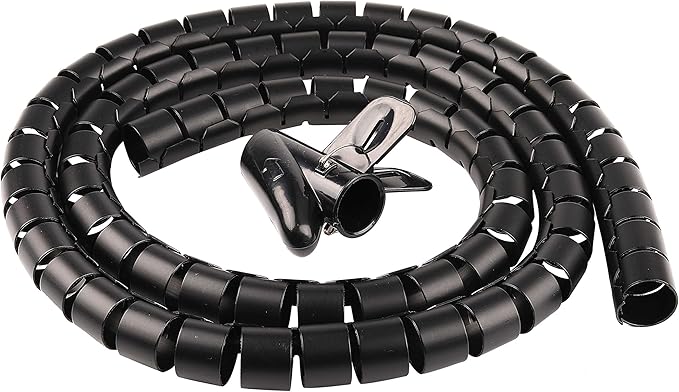 Cable Sleeve Organizer Cord Wire Wrap Coiled Tube Cable Management Sleeve for Home Office PC TV (Black Length59inches Diameter1.1inches)