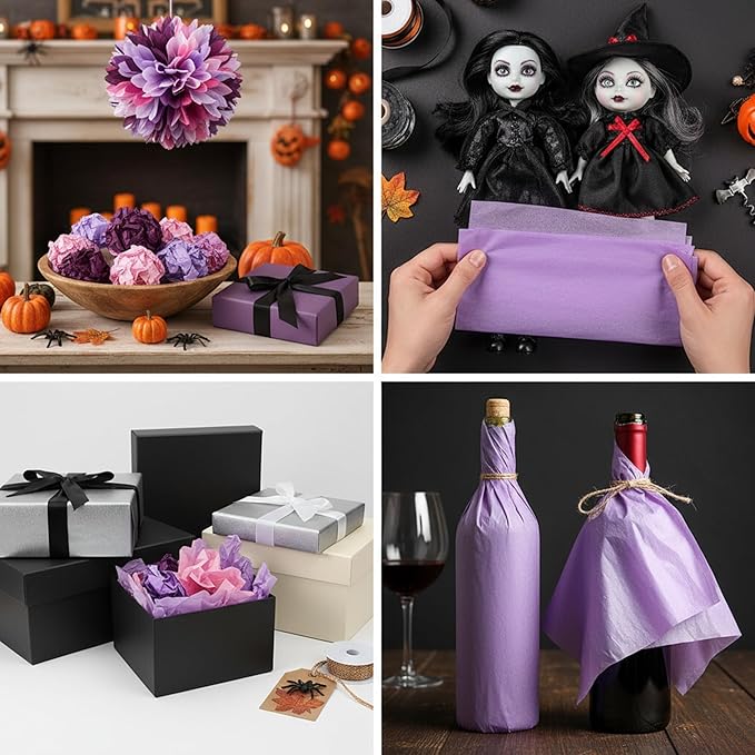 Qilery 500 Sheets Lavender Purple Tissue Paper Bulk for Gift Bags Flower Wrapping 15 x 20 Inch Acid Free Packaging Lavender Paper Sheets for Christmas Decoration DIY Crafts, Wedding, Party, Shipping