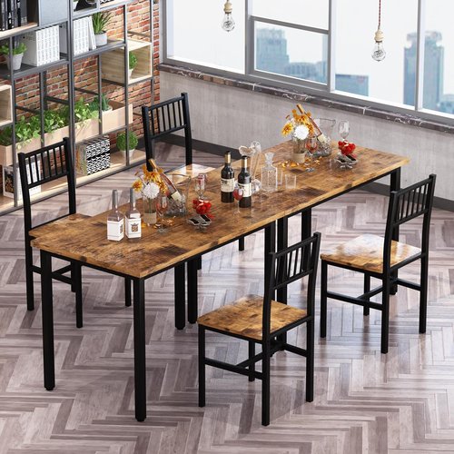 AWQM 3 Piece Dining Table Set - Compact Kitchen Table with 2 Chairs for Small Spaces | Brown