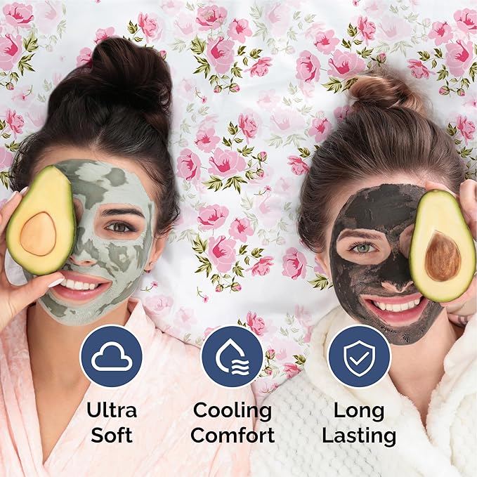 Floral Sheets - Pink Floral Bed Sheet Set - 1 Flat, 1 Fitted & 2 Pillowcases w/ Deep Pockets - Comfy, Wrinkle & Fade Free - Boho Botanical Bedding - Ultra-Soft, Breathable & Cooling - Queen Size Set