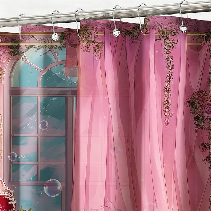 Gothic Skull Shower Curtain Funny Retro Floral Shower Curtains for Bathroom Waterproof Fabric Bath Curtain Decor with Hooks