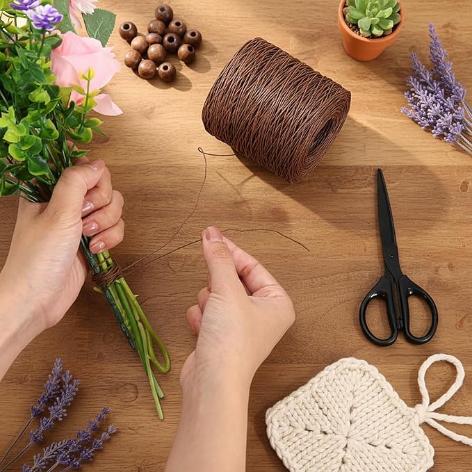 Syhood 1345 Feet Floral Vine Bind Wire Rustic Wrapping Wire for Flower Bouquets(Brown)