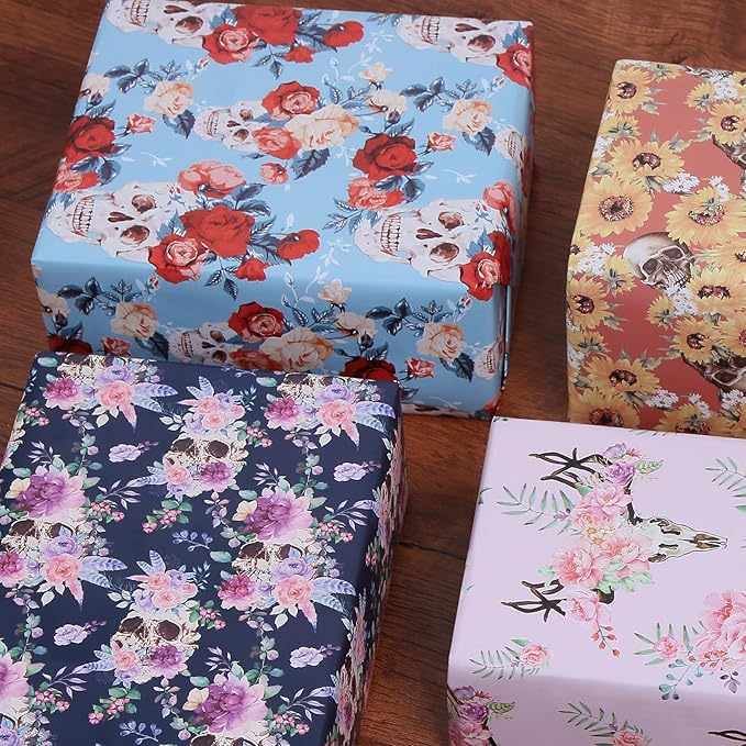 Aimyoo Pink Floral Wrapping Paper Roll 17 in x 10 ft, All Accasion Flower Gift Wrap for Wedding Birthday Bridal Shower