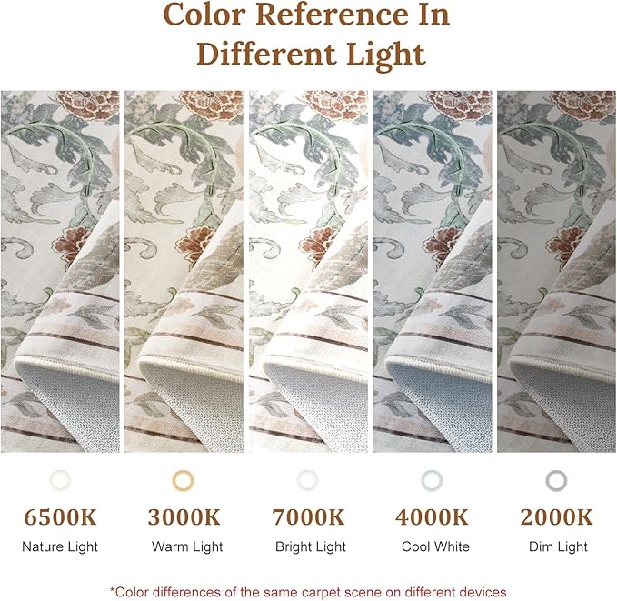 AMTOVO 9x12 Washable Area Rugs for Living Room, Non-Slip&Non-Shedding Floral Large Soft Boho Vintage Print Carpet for Bedroom Girls Room Dorm Dining Room Farmhouse Nursery Home Office, Beige