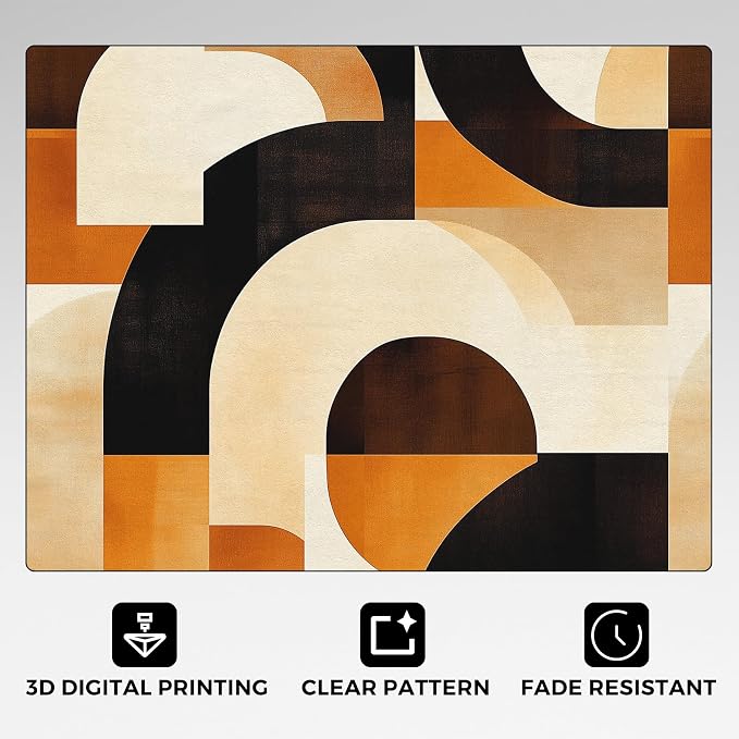 Mid Century Modern Rugs for Bedroom Decor, 6x9 ft, Abstract Geo Area Rugs for Living Room, Soft Non Slip Washable MCM Geometric Carpet Home Decorations Dt-Ghf-28