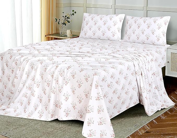 RUVANTI Flannel Sheets King Size - 100% Cotton Brushed King Size Sheets Set - Deep Pockets 16 Inches Bed Sheets - All Seasons Breathable & Extra Soft - Warm & Cozy, 4 Piece, Sovenir