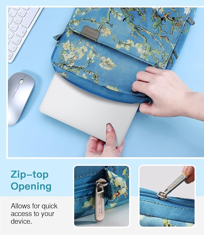 MoKo 15 Inch Laptop Sleeve Bag Fits MacBook Air 15" M2 2023, MacBook Pro 14" M2 2023, Galaxy Tab S9 Utra 14.6" 2023, Handle Carrying Case with Shoulder Strap, Apricot Flower
