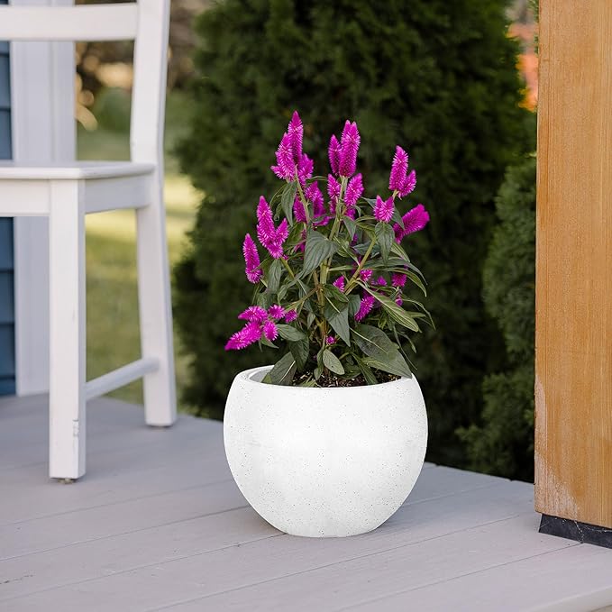 Beuta Large Planters for Outdoor Plants - Set of 3, 8/12/14 Inches Outdoor Planters for Porch - Tall Planter for Outdoor & Indoor Plants | Large Indoor Plant Pot - USA Made - Limewash