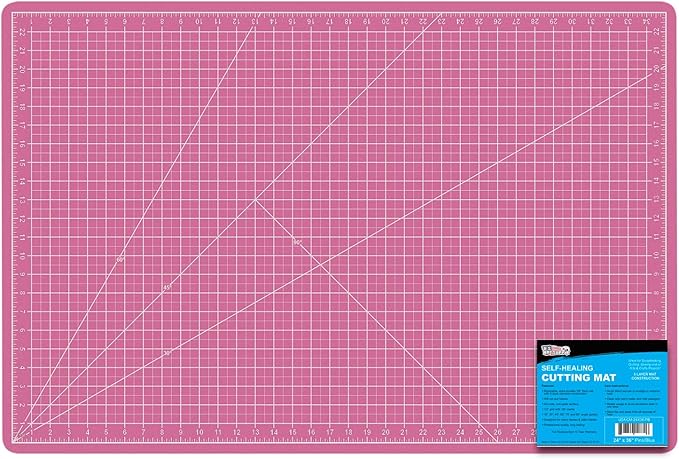 U.S. Art Supply 24" x 36" Self-Healing Cutting Mat 5-Ply - Double-Sided Pink/Blue Craft Mat, Non-Slip Cutting Mats for Crafts, Sewing, Quilting, Scrapbooking