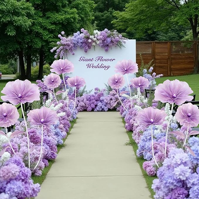 Giant Flowers for Decoration - Floral Decorations with Stand for Flower Backdrop Baby Shower Birthday Party Window Display Home Decor Props -Purple