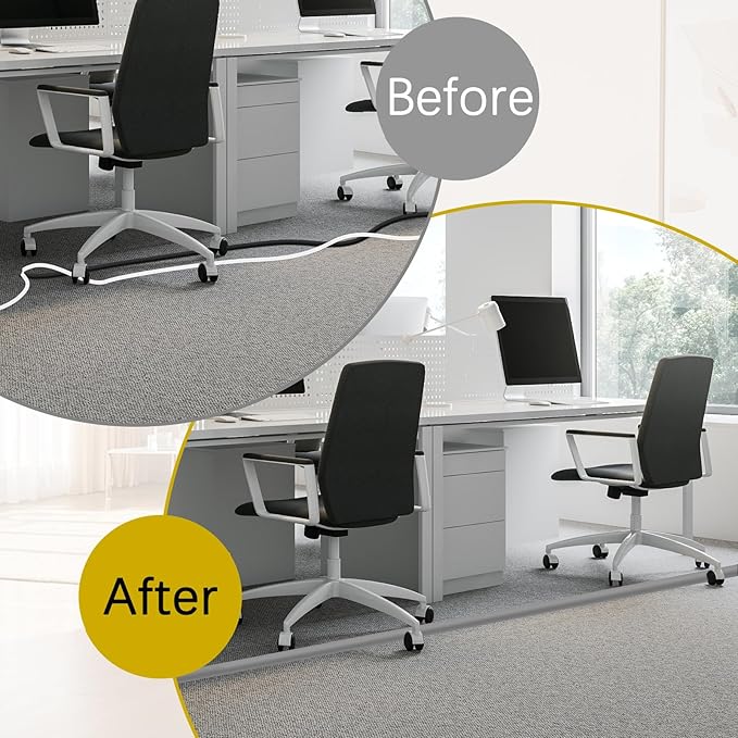 JAHOMFAI Floor Cord Cover 10FT Cord Covers for Wires on Floor Protect Wires & Prevent Trip Hazards, Easy to Cut for Home, Office, School, Concerts, Cavity W0.6in x H0.32in