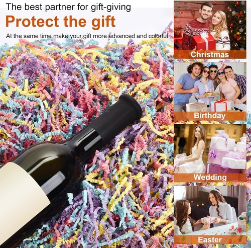 Crinkle Paper Filler - Shredded Paper for Gift Baskets & Boxes | 5oz Grass Cushion Shred for Weddings & Birthdays